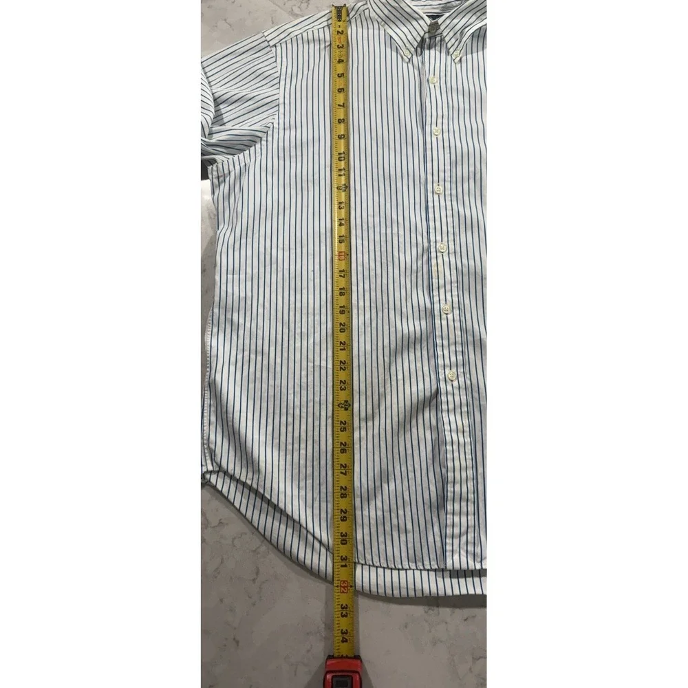 Ralph Lauren‎ Oxford Shirt Mens XL White Blue Stripes Classic Fit Button Down